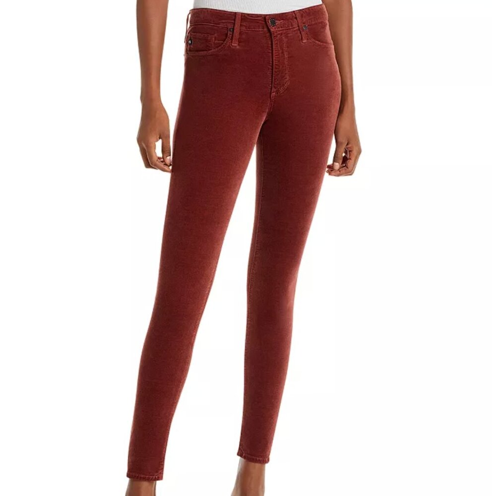AG FARRAH SKINNY ANKLE HIGH RISE SPICED MAPLE STRETCH VELVET 25 NWT